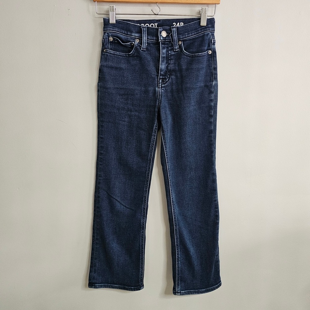 J.Crew‎ 24 Petite Slim Demi Boot Cut Jeans Blue Denim Dark Wash Preppy Classic ~